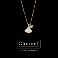 Chomel Pure Silver Necklace Original Design Mother of Pearl Skirt Small Heart Lockbone Chain Womens 