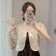 Filipiniana Bolero Blazer For Women Modern Lace Embroidered Cardigan Short Sleeved Blouse Shirt