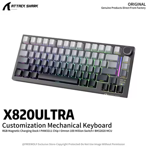 LED Screen Keyboard Attack Shark X820 Ultra Mechanical Keyboard,Gasket Structure,Full Key Hot Swap,R