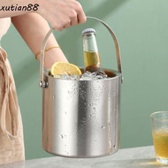 XUTIAN88WL Insulated Ice Bucket, Double Wall 1.4/2/3 L Beer Cooler Bucket, Portable with Lid Stainle