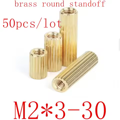 50pcs M2*L L=3mm to 40mm 2mm thread Brass Round Standoff Spacer Female Female M2 Brass Threaded Spac