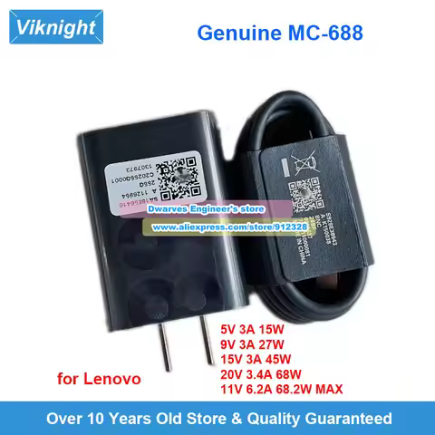 Genuine MC-688 AC Adapter 68W Fast Charger for Lenovo Legion Y700 Y900 Xiaoxin Pad Pro GT 11.1 Y70 Y
