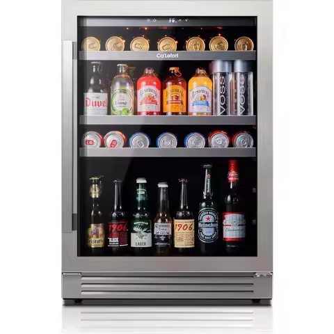 24 Inch Beverage Refrigerator, 180 Can 34°F -54°F Beverage Fridges, Drink Fridge with Glass Door 3 L
