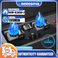 ❗3 Years Warranty❗3 burner gas stove/9.5KW+3KW+9.5KW dapur gas kaca/built in+Desktop 2in1/Timed 199m