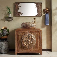 Stainless Steel Bathroom Cabinet With Mirror Sink "Toilet Cabinet Waterproof With Mirror New Chinese R Floor Hand Washing Table Basin Antique Carved Locker 22 dian