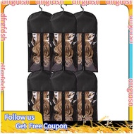 【D&F】6pcs Long Hair Extensions Storage Bag Non-Woven Dust Proof Wigs Carrier Bags with Hanger for Ho