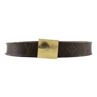 二手LOUIS VUITTON Ceinture Carre 皮帶 M6801，字母帆布，鍍金飾面，西班牙製造，2001 年，LB1001，男士