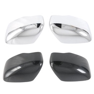 2Pcs Car Rear View Side Mirror Cover Trim Carbon Fiber/Chrome Left Right For Nissan Navara NP300 201