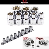 millionhardware - 8pcs 3/8 Inch Torx Star Socket Set E Type E8 E10 E11 E12 E14 E16 E18 E20 Hand Repa