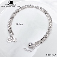 Factory Direct #NB16C2.0M Elegant Silver 925 Double/Three Layer Bracelet for mom & precious little o