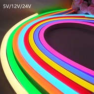 5V 12V 24V Led Neon Strip Light 6Mm แคบเชือก Flex เทปซิลิคอนหลอดบาร์กันน้ำ DIY ป้ายสีแดงสีเขียวสีฟ้า