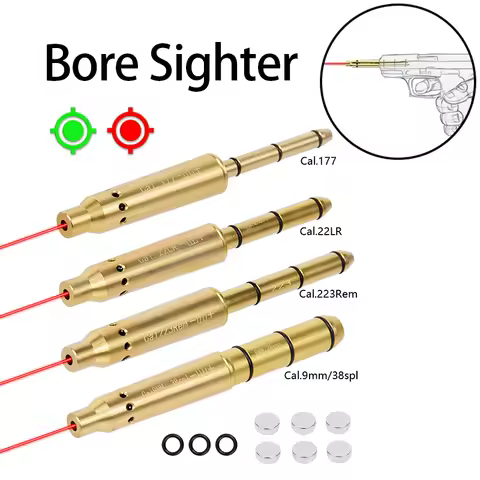 Tactical .22LR Long Rifle Red Green Laser Bore Sight Collimator Kit 9mm.38spl/.177/.223Rem/10mm 40S&