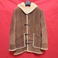 【日本頂級名品】日本品牌 TAKEO KIKUCHI 高檔麂皮反毛強韌牛皮鋪毛保暖連帽短大衣皮衣外套 真皮