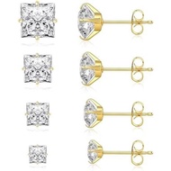 Trinckle 4 Pairs Stainless Steel Earrings, Square Stud Earrings for Men and Women, Hypoallergenic Si