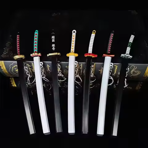 17cm Demon Slayer Katana Sword Mini Anime Kimetsu No Yaiba Keychains Real Size Japanese Katana Samur
