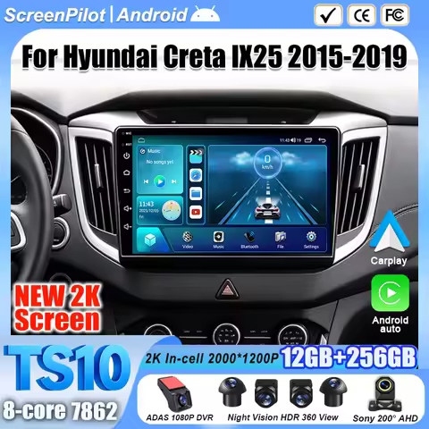 Android 16 For Hyundai Creta IX25 2015-2019 Car Radio Stereo Head Unit Multimedia Video Player GPS N