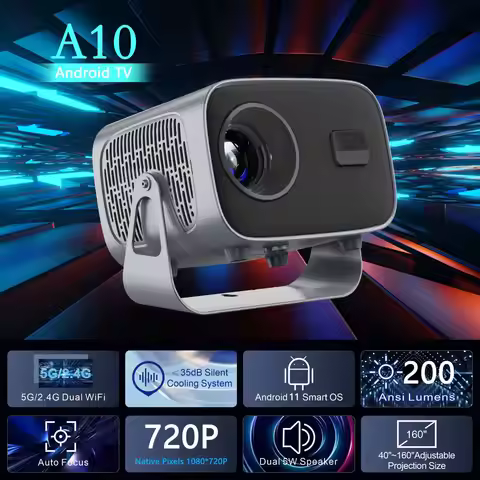 A10 Full HD Mini Pocket Projector Wireless 3D LCD Video 720P LED 4K Android 11 Smart Home Theater LC
