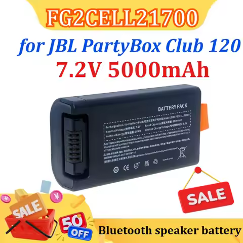 7.2V 5000mAh Battery 200 Battery FG2CELL21700 for JBL PartyBox Club 120 Portable Speaker with Type-C