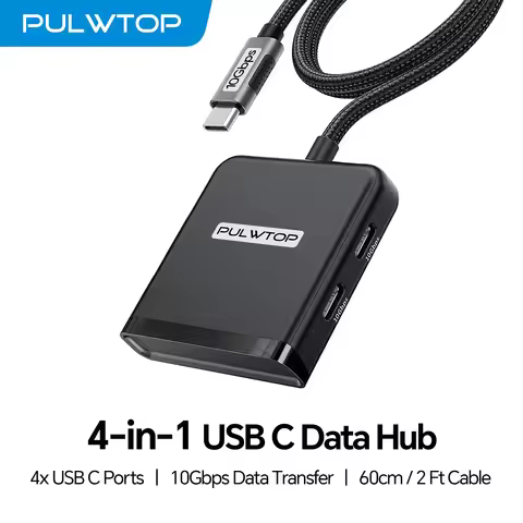 PULWTOP 10 Gbps USB C Hub, USBC Splitter with 4*USB C 3.2 Port, Compatible with MacBook Pro iPad, Su