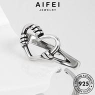 AIFEI JEWELRY Perak Original Women For Silver 925 純銀戒指 Perempuan Adjustable Sterling Korean Cincin Love Accessories Ring R1297