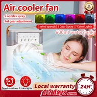 Mini Portable Fan Air Cooler Mini Aircond Humidifier Purifier air conditioner with 7 Color LED Light 600ml Water Tank冷风扇