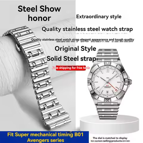 For Breitling Mechanical Chronograph B01 steel band bullet chain Avenger stainless steel Watch band 