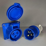 SET PANEL MOUNTING SOCKET + PLUG 3 PIN 16A 32A