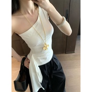 Cross-body Camisole - Slim-fit Summer Top in White | 4LZ7