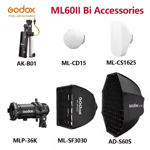 Godox ML60II Bi Accessories AK-B01 AK-B02 Battery Adapter ML-CD15 Diffusion Dome ML-SF3030 AD-S60S S