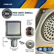 Living Fair - 15x15cm Anti Smell Anti Pest Floor Trap Tile Insert Floor Drain Anti-Rusting Stainelss