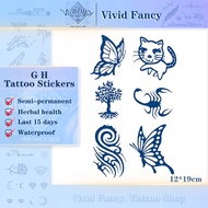 [Vivid Fancy] 12*19cm GH Tattoo Sticker Waterproof Healthy Herbal Lasts to 2 weeks
