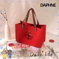 DAPHNE Candy Lucky Bag, Square Shape PU Handle Felt Gift Bag, Felt Spring Festival Blessing Bag