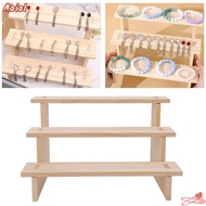 MAIAL Display Stand Riser, 3 Tier Pine Wood 3 Tier Display Shelf, Display Racks Multifunctional Coun