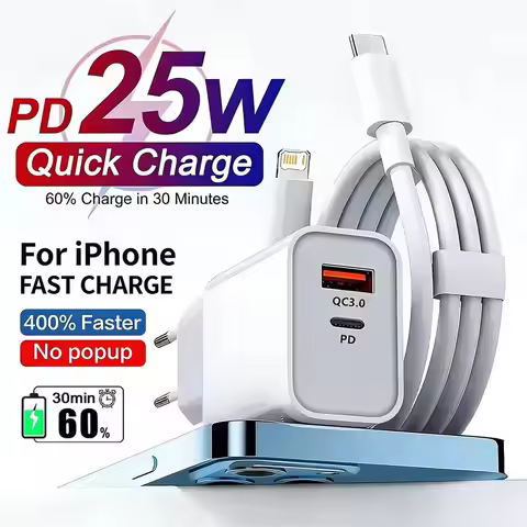 25W PD USB C Multi-Port Fast Charger For iPhone 11 12 13 14 pro Max X XR XS Max with Quick Charging 