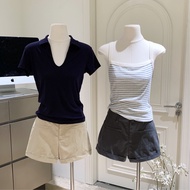 [KYKESIOU] Mushroom Waxy monoo Gray/Khaki Shorts 5125-0713