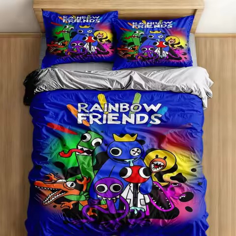 Graffiti Rainbow Friends Cartoon Duvet Cover UK Single Double King US Twin Full Queen Size Bed Linen