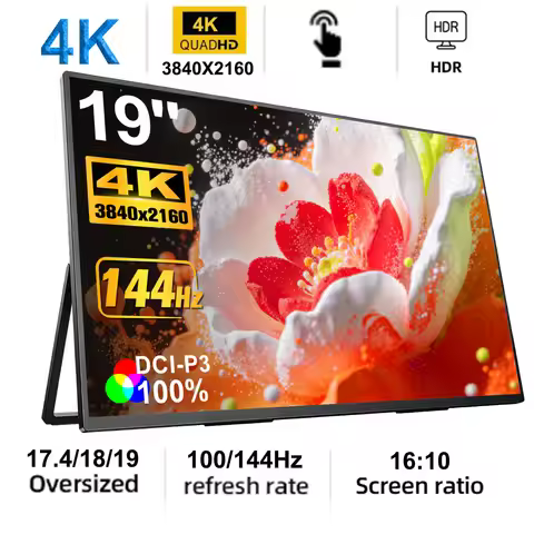 4K Gaming Portable Monitor 17.4/18.5/19 Inch 2160P 100Hz 144Hz HDR HDMI Type C for Phone,NS, PS5, XB