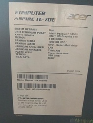 PC ACER TC -708 INTEL PENTIUM G 4560-4GB-1TB INTEL HD GRAPHICS 610-DOS