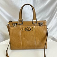 GUCCI 569712 ZUMI棕色蟒蛇皮兩用包