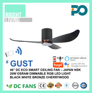 PO-Eco GUST-01 38/46/54 Inch SMART WIFI-Enabled DC-Eco Ceiling Fan with 20W Dimmable RGB LED Light Kit