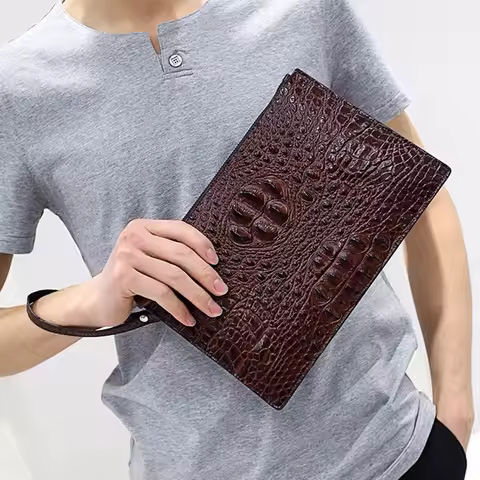 High quality crocodile skin leather men's wallet card bag handbag bolso hombre sacoche homme designe