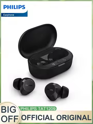 Official Original Philips TAT1209 Earphone Real Wireless Bluetooth 5.3 Earbuds HiFi HD Call Headphon