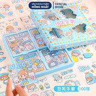 Hộp sticker 100 tấm hình dán cute trang trí sổ hình cô gái dễ thương đáng yêu giá rẻ STK07