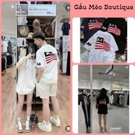 AA Studio Men's and Women's T-Shirt with Ruffled Flag Embroidery, Loose-Sleeved Cotton Hottrend