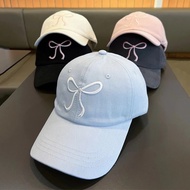Fashion Cap Embroidered Ribbon Bow Simple Korean Look Baseball Cap Cute Ribbons Cap Unisex/ Adult Ba