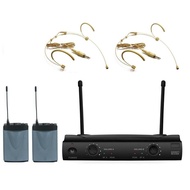UHF Dual Channel Wireless Headset Microphone System for Shure UT4 Receiver Beige