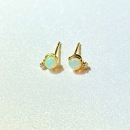 蛋白石耳環 天然石Opal18K金純銀