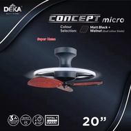Deka Ceiling Fan CONCEPT Micro (Dual Fan Blade Color Walnut / Matt Black) 20 inch DC Motor Ceiling Fan with LED Light