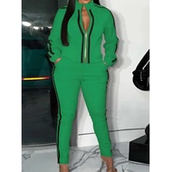 LW Plus Size Woman Tracksuit Two Piece Set Striped Regular Fit Tracksuit Set Female Jogging Woman Cl