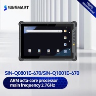 SINSMART 8/10.1 inches ARM 8-core CPU AI industrial Android 14 Rugged Tablet PC IP65 & MIL-STD-810H